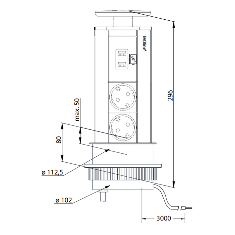 EVOLINE PowerPort Einbau Steckdose