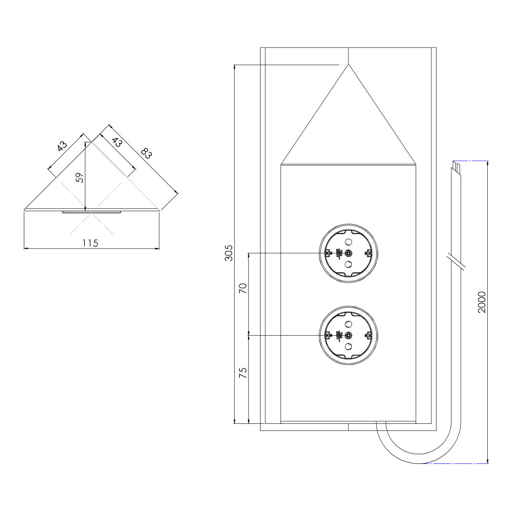 CARESSI 2ST22P Energie-Ecksäule