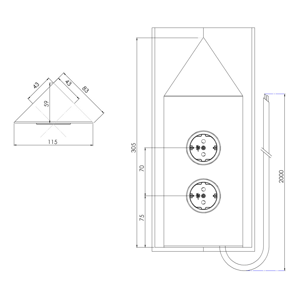 CARESSI 2ST22P Energie-Ecksäule