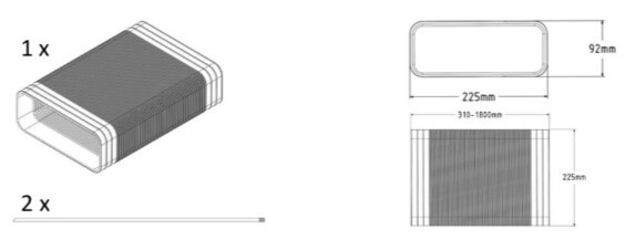 DD-Flex, rechteckiger „Downdraft“-Anschlussschlauch HR+. Luftauslass